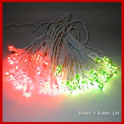 4 Sets Italian Christmas vintage lights Red/Green w/ WHITE CORDS