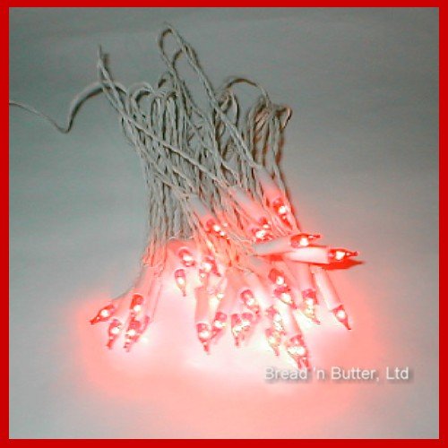 3 sets Italian NOS vintage Christmas lights / Red w. WHITE CORDS