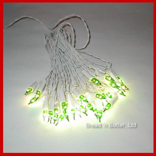 3 Genuine Italian Miniature Christmas 35 Light Green bulb sets, with White Cords!