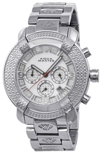 New! Aqua Master Large Round 20 Diamonds SS Watch