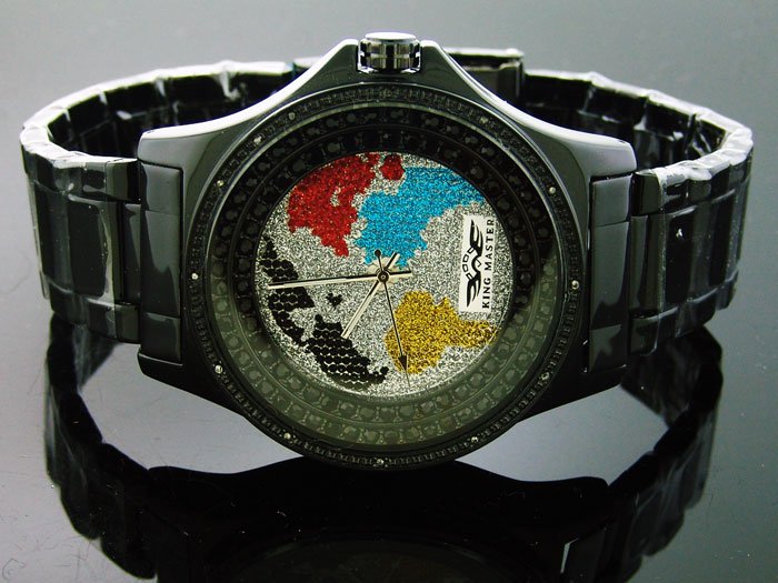 King Master 12 Diamond 48M Round Black tone Case watch