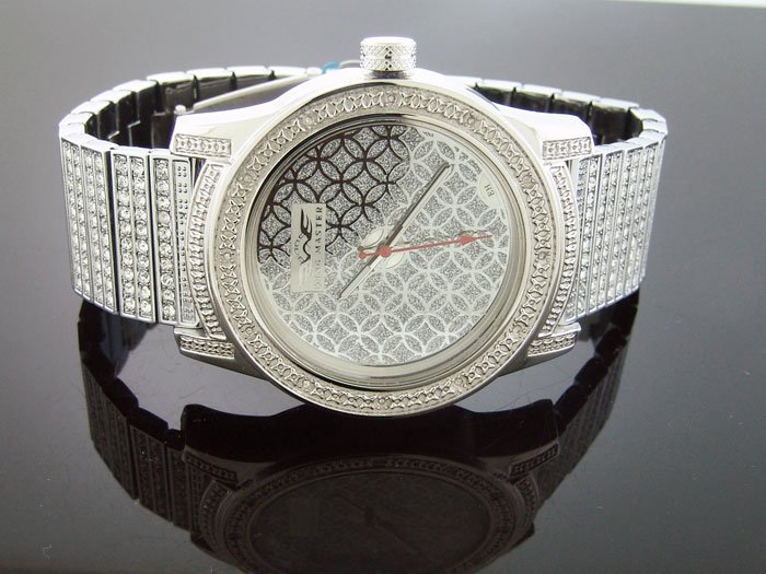 Men's King Master 50MM Round 12 Diamonds SS Band watch