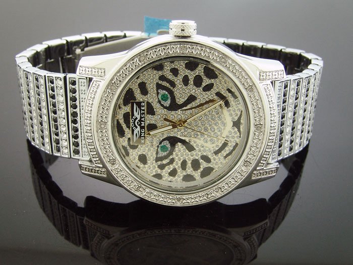 Men's King Master 50MM Round 12 Diamonds SS Band watch