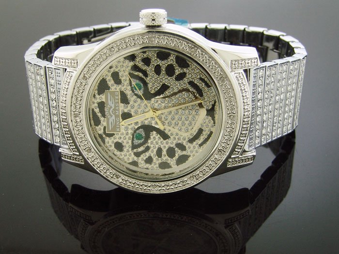 Men's King Master 50MM Round 12 Diamonds SS Band watch
