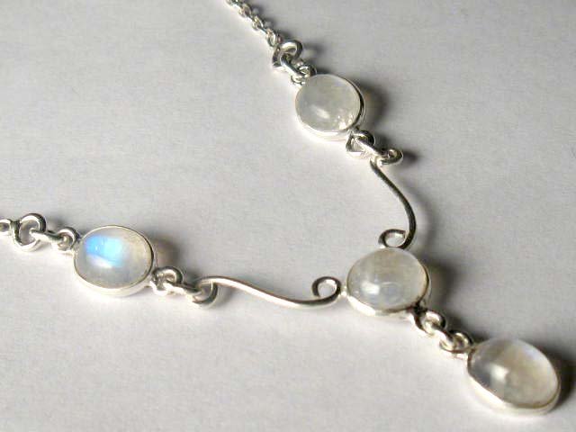 Sterling Silver Rainbow Moonstone Necklace