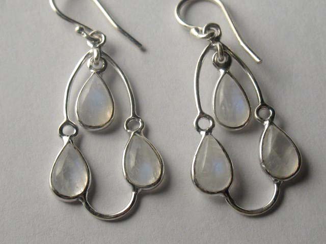 Rainbow Moonstone Swinging Arch Chandelier Earrings