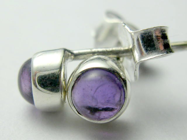 Sterling Silver Genuine Natural Amethyst Studs