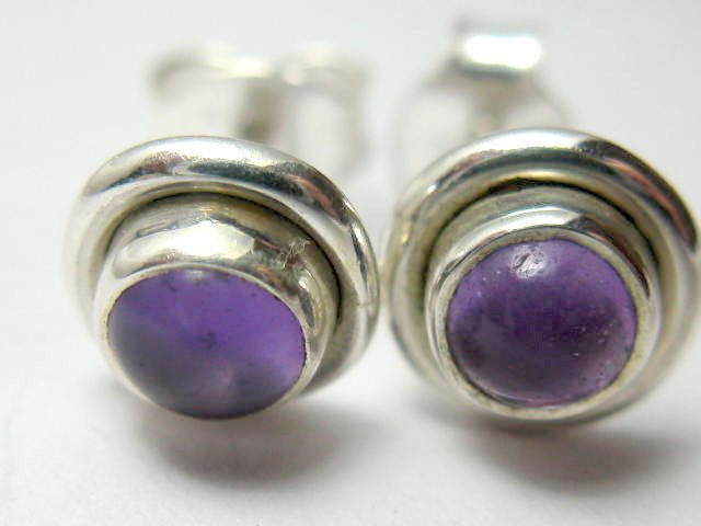 Genuine Sterling Silver Natural Amethyst Studs