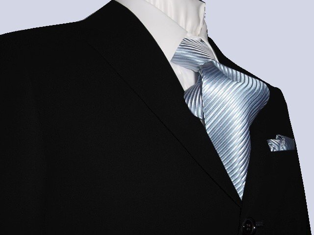 54L Mantoni 2-pc Men's Suit Solid Black Wool 3 Button Single Pleated Pants FREE Tie Size 54L