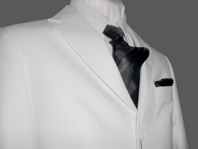 42R Fiorelli 3-Button Men's Suit Solid White Single Pleated Pants FREE Tie Size 42R