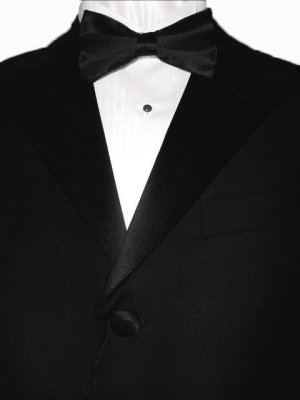 38R Giorgio Fiorelli 3-Button Black Men's Tuxedo Suit Single Pleat Pants FREE Black Bow Tie Size 38R