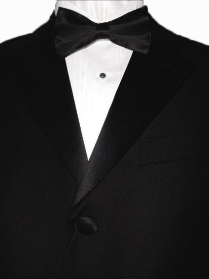 40L Giorgio Fiorelli 3-Button Black Men's Tuxedo Suit Single Pleat Pants FREE Black Bow Tie Size 40L