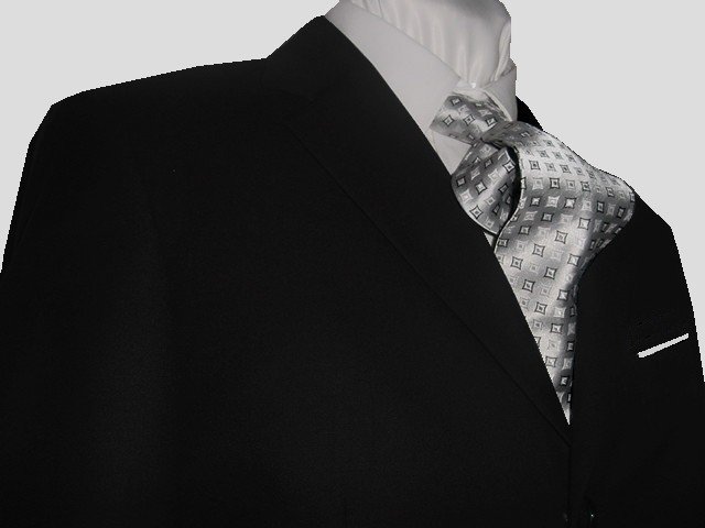 38S Fiorelli 3-Button Men's Suit Solid Black Single Pleated Pants FREE Tie Size 38S