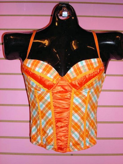 CUTE ORANGE PLAID CORSET SIZE SMALL 2 - 4