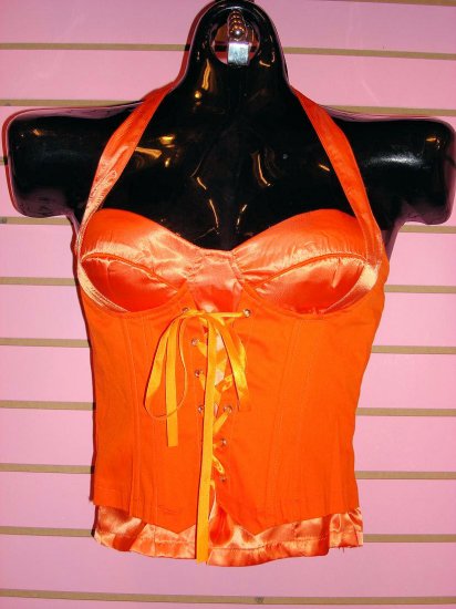 SASSY ORANGE CORSET TOP SIZE MED 6 -8