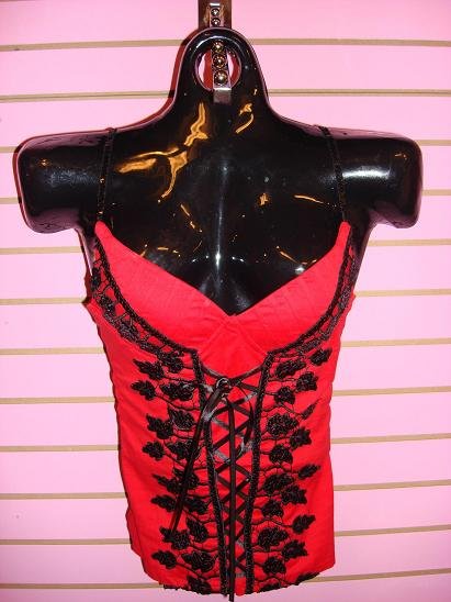 HOT RED AND BLACK CORSET SIZE LARGE 10-12