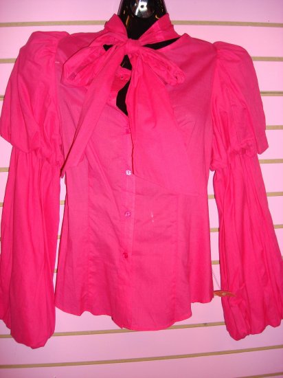 JAZZY PINK BUBBLE SLEEVE COTTON SHIRT SIZE SMALL 2 - 4