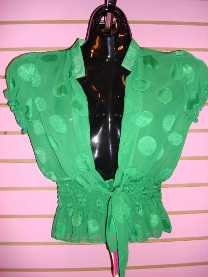 CLASSY GREEN SHEER TOP SIZE SMALL 2- 4