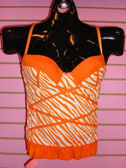 JAZZY ORANGE ZEBRA PRNT CORSET TOP MED 6 - 8