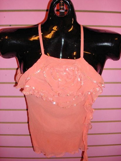 FLIRTY CORAL BEADED TRIM TOP SIZE MED 6 - 8