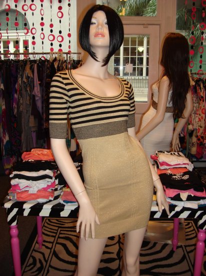 Sexy Gold and Black Sweater Dress Size Med 6 - 8