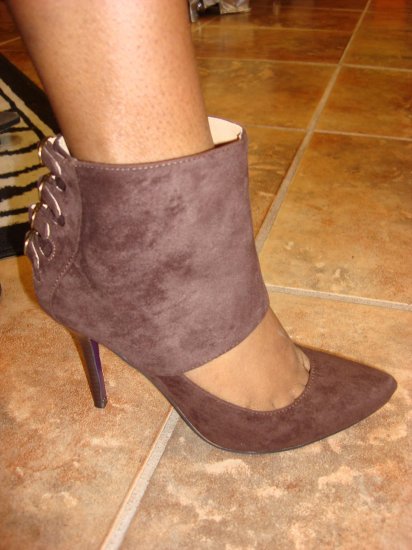 Hot Brown Suede Pump Bootie 7 1/2