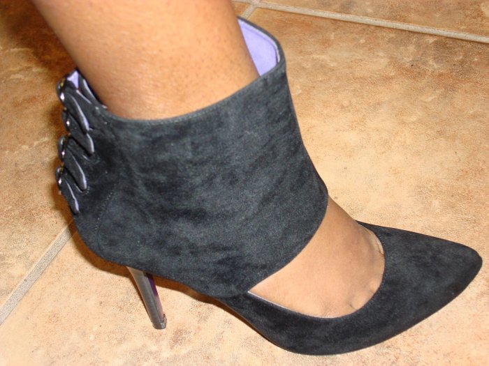 Hot Black Suede Pump Bootie size 6
