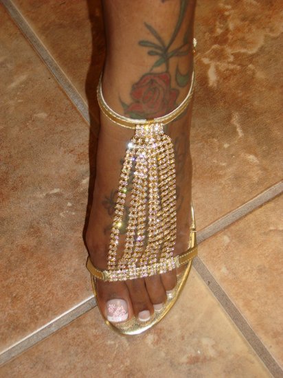 Sexy Gold Rhinestone Heel 7 1/2