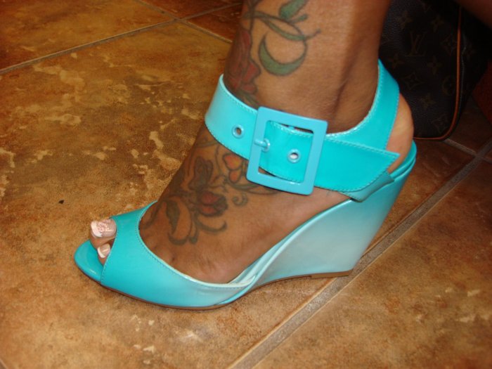 Cute Aqua Blue Wedge Heel 7 1/2