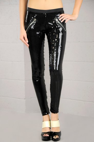 Stylish Black Sequin Leggings Size Small
