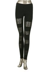 Black Leggings with Cutout Heart Design Med