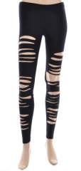 Hot Black Ripped Legging Large