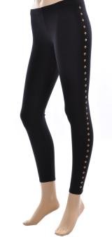 Black Leggings with Gold Side Studs Large