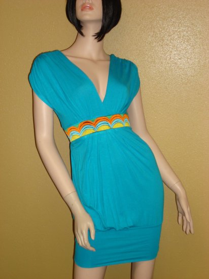 Clubbing Aqua Multi Sexy Dress Size Small