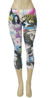 White Multi Print Leggings Small