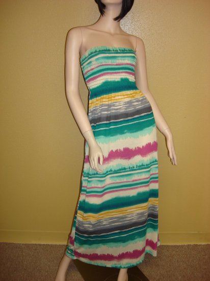 Green Multi Stripe Maxi Dress Size Medium