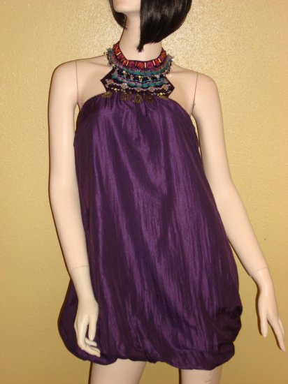 Beaded Purple Bubble Dress Small