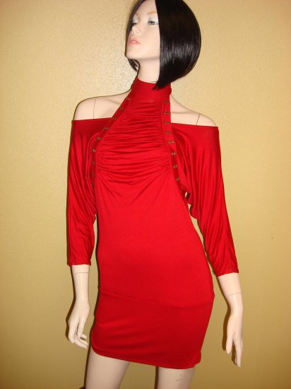 Sexy Red Open Shoulder Clubbing Dress Small