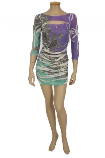 Green and Purple Multi Dress Large