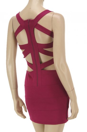 Magenta Strappy Back Bandage Dress Large