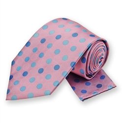 Pink Dots Tie and Pocket Square Set