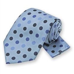 Blue Dots Tie and Pocket Square Set