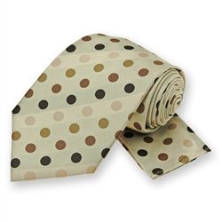 Beige Dots Tie and Pocket Square Set