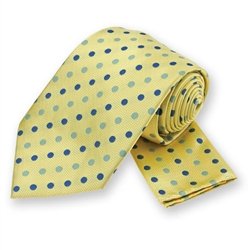 Yellow Polka Dotted Tie and Pocket Square Set