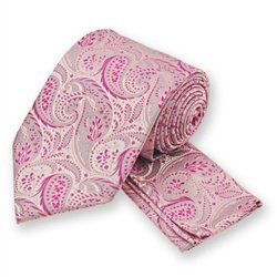 Pink Classic Paisley Tie and Pocket Square Set