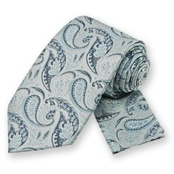 Powder Blue Classic Paisley Tie and Pocket Square Set