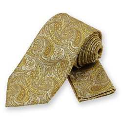 Sunflower Yellow Classic Paisley Tie and Pocket Square Set