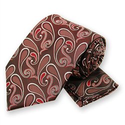 Red Modern Paisley Tie and Pocket Square Set