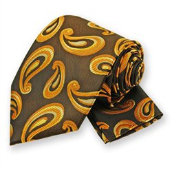Mustard Striped Paisley Tie and Pocket Square Set