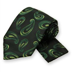 Green Striped Paisley Tie and Pocket Square Set